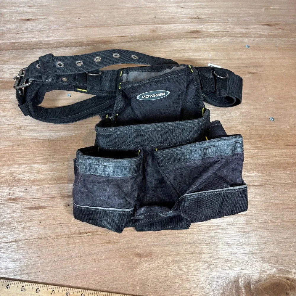 Voyager 18 Pocket Heavy Duty Tool Belt Black Padded Adjustable Work Apron 63294